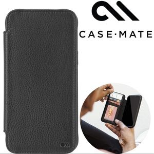 CASE-MATE Black Leather iPhone 12 PRO Micropel Tough Wallet Folio Magnetic Case